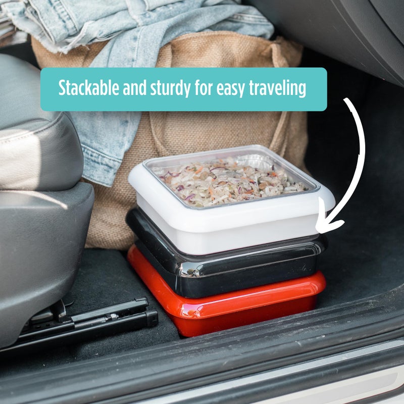 Fancy Panz - Aqua 8x8" Aluminum Foil Pan Carrier with Lid - Elevated Food Serving Tray - Portable Casserole Carrier with Lid - Made in the USA Hosting Essentials - Image 5